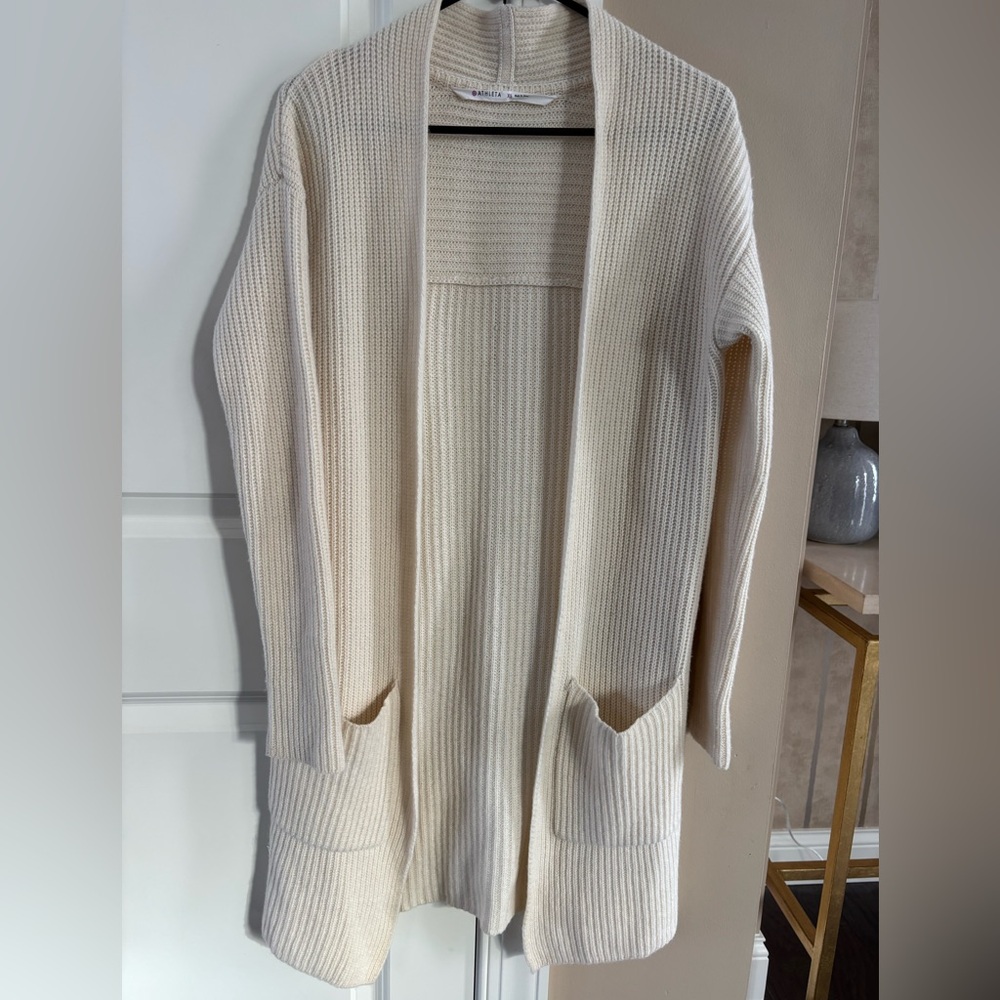 Athleta Women's Cream Ribbed Cardigan